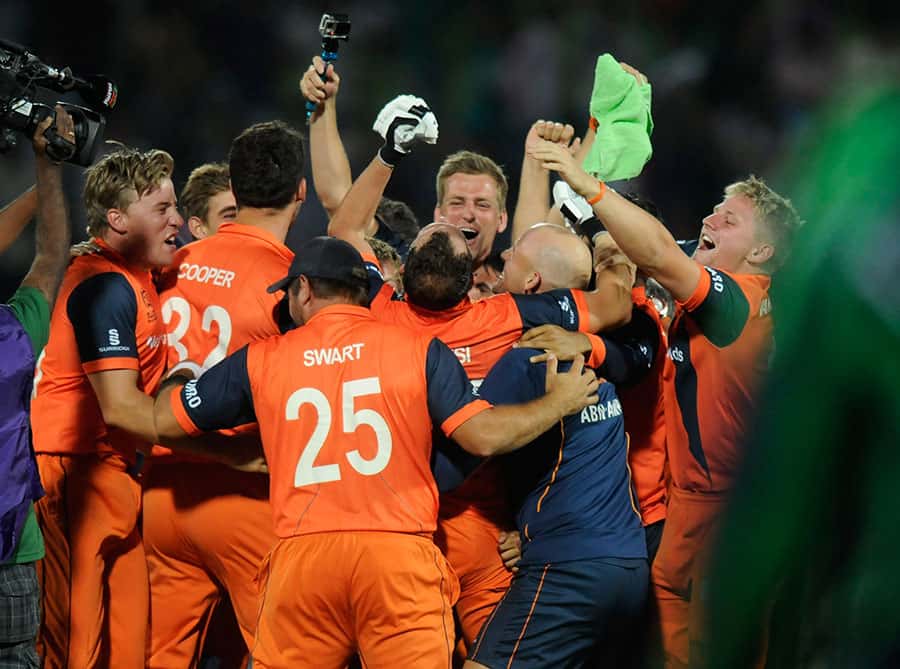 Netherland players celebrate their big win